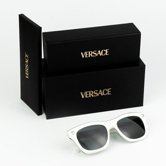 NEW Versace VE2272 314/87 White Dark Grey Square Women Sunglasses